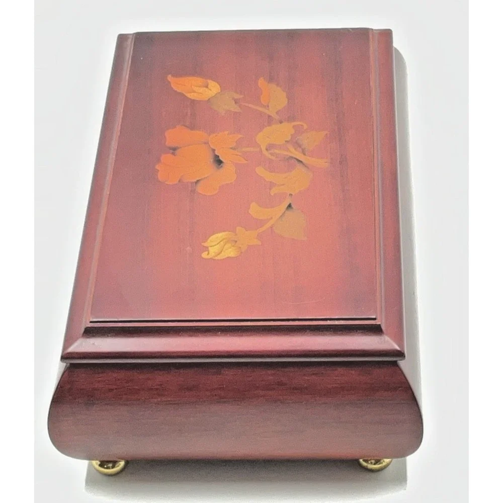 Vintage Reuge Musical Jewelry Box The Magic‎ Flute Inlay Wood